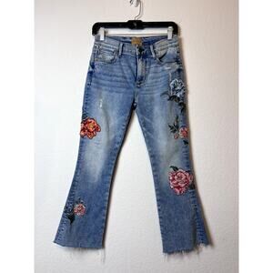 DRIFTWOOD Blue Floral Embroidered Cropped Jeans